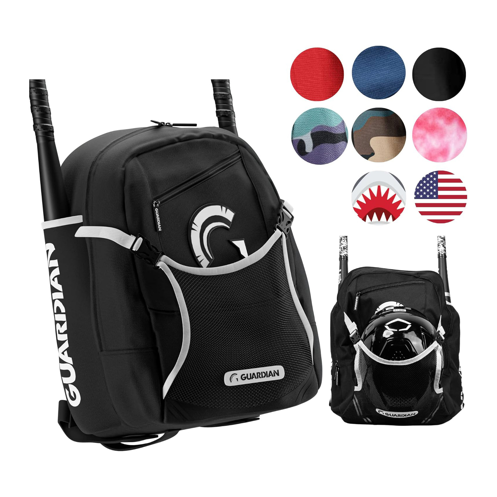 Custom Rookie Baseball Backpack Youth Boys and Girls Two Bats Fence Softball Equipment Gear Bag For Kids