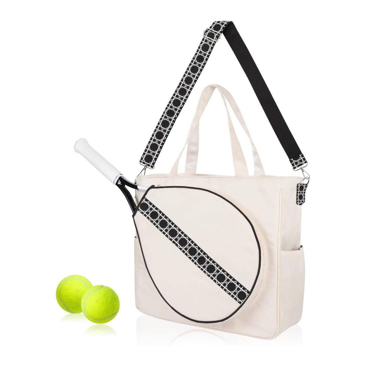Tennis Bag Tennis Sports Racquet Bags for Women Pickleball Tennis Squash Case Stripe Shoulder Strap Racket Tote Bag