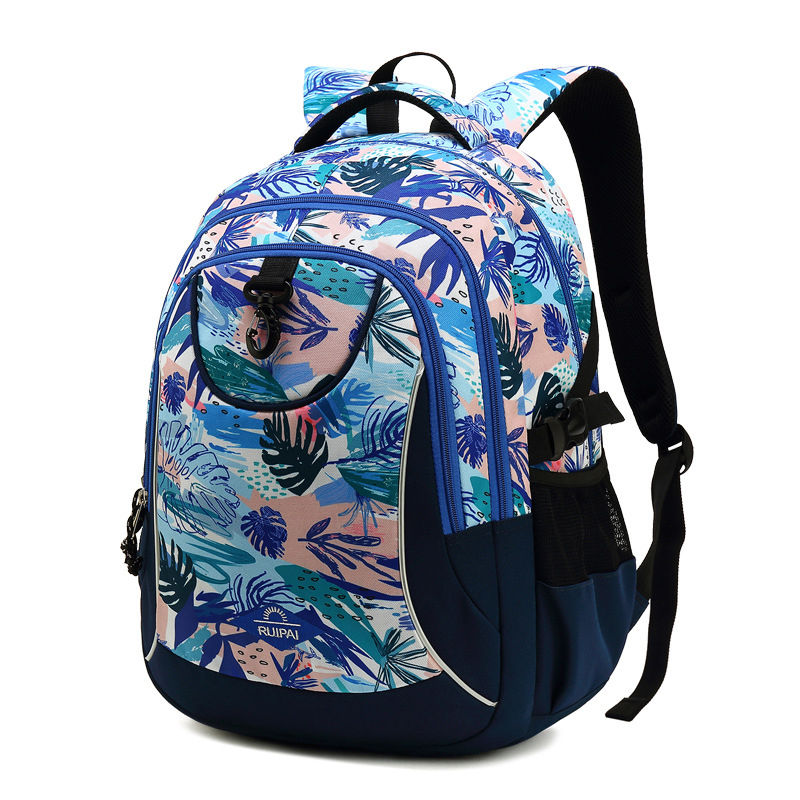College Student Waterproof Nylon School Bag With Mutil Compartment Large Capacity Teenager Personality Bookbag