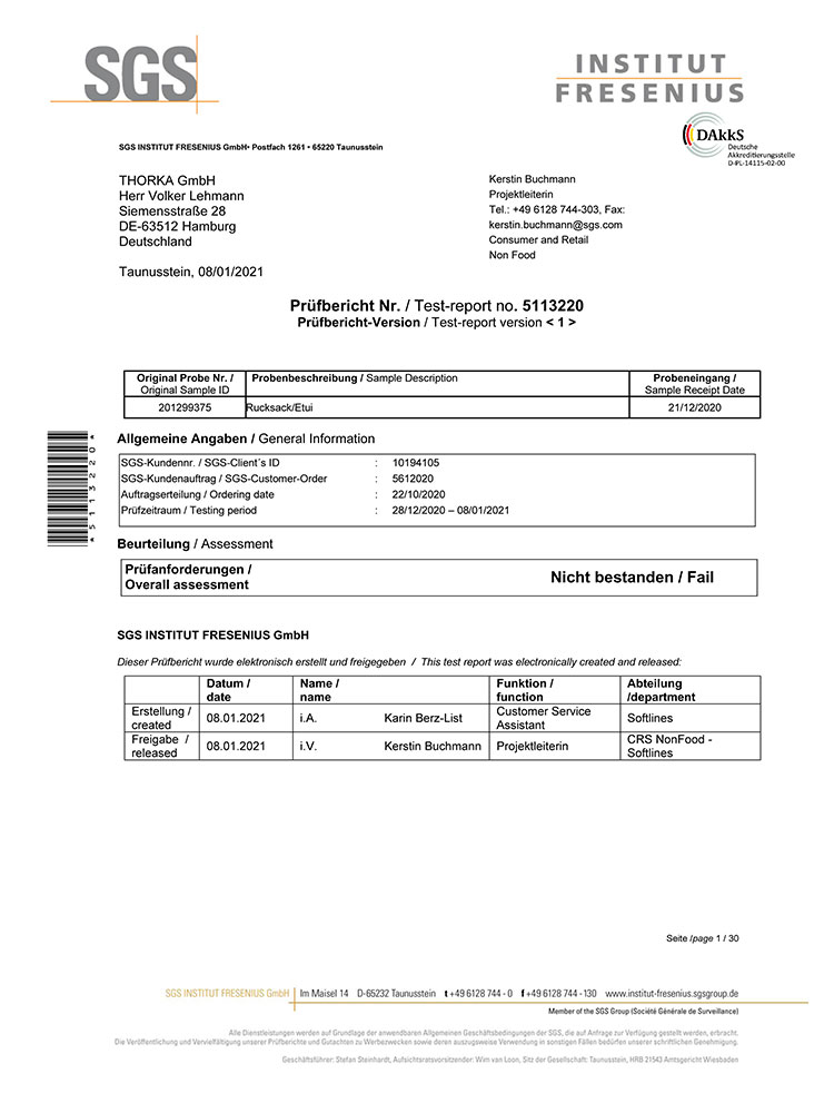 SGS TEST REPORT
