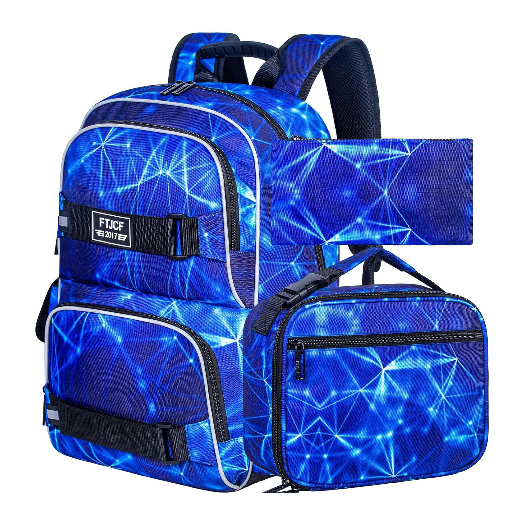 Printing Custom Waterproof Laptop Backpack 17 Inch School Bag College Bookbag with Lunch Bag Set