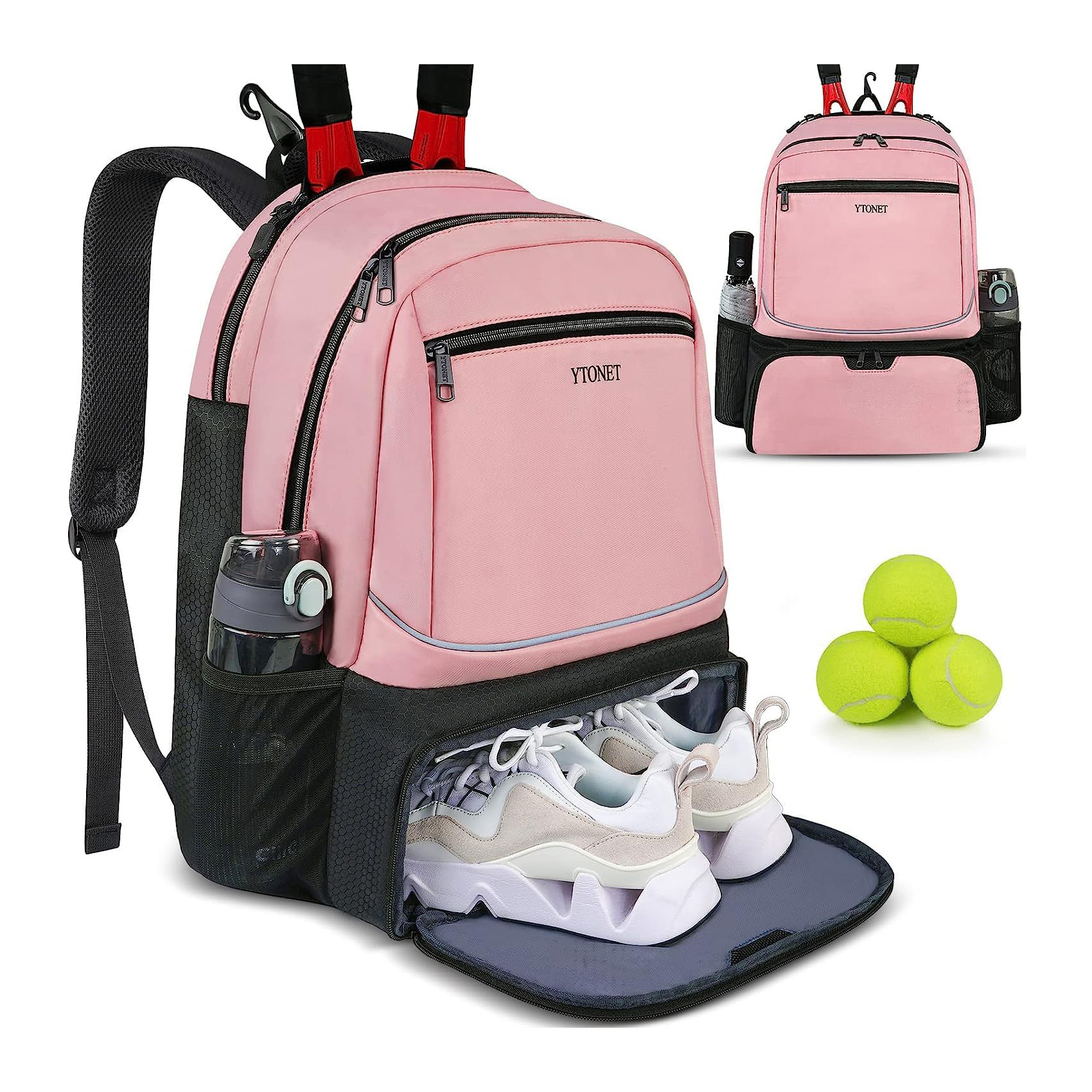 Factory Custom Tennis Bag Tennis Racket Backpack with Shoe Compartment Sports Backpack Large Capacity