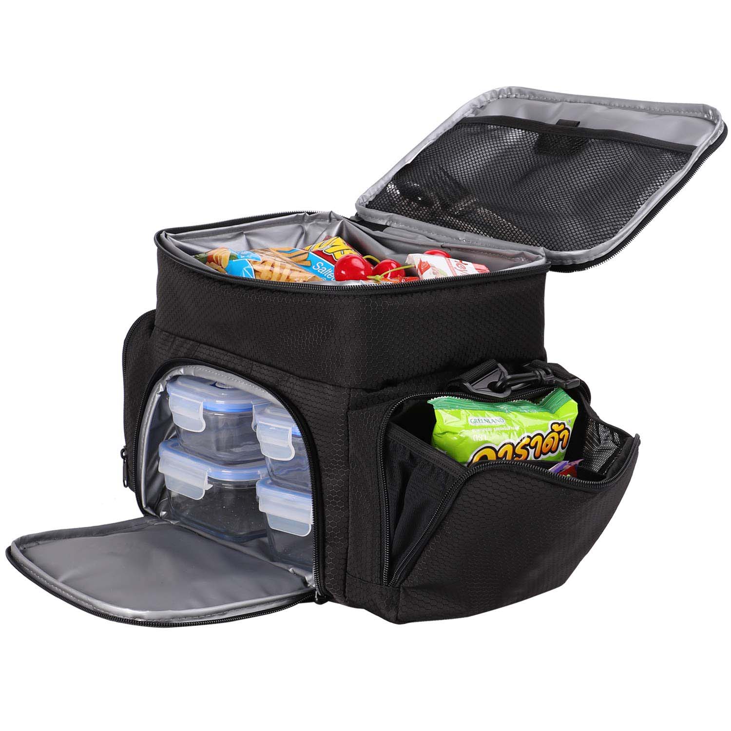 Travel 3 Compartments Insulated Lunch Bag Large Lunch Box Tote Bag for Men Women Outdoor Lunch Box for Camping
