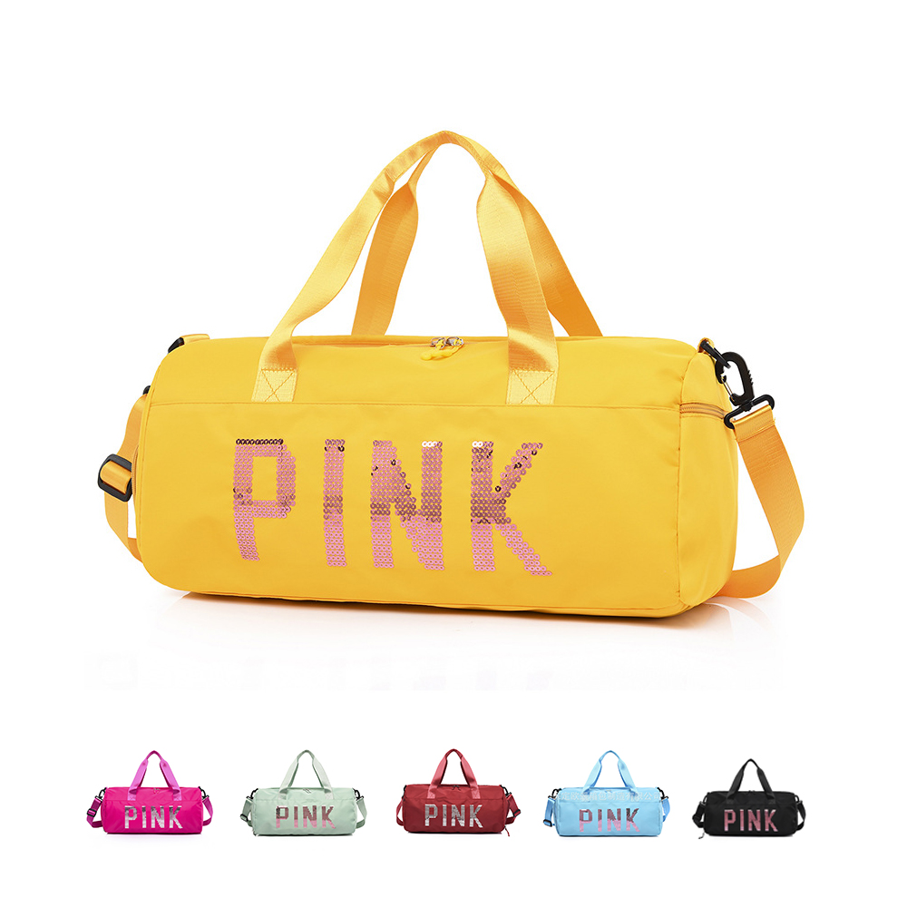 Factory New Style Neutral Travel Backpack Box Letter Nylon Glitter Large Capacity Travel Bag