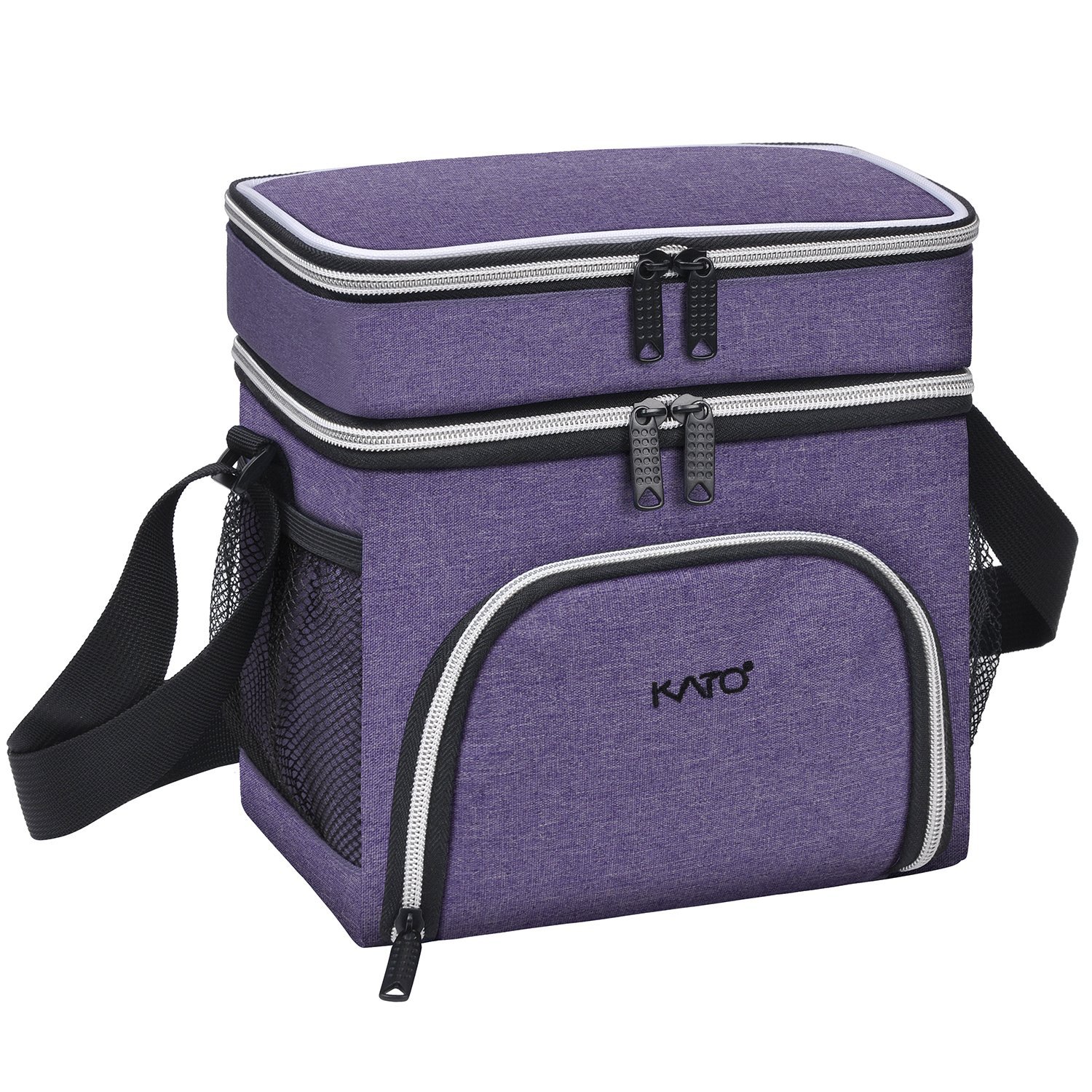 Delivery Cooler Bag Leakproof Double Layer Compartment Food Lunch Bag with Adjustable Strap Insulated Picnic Cooler Bag