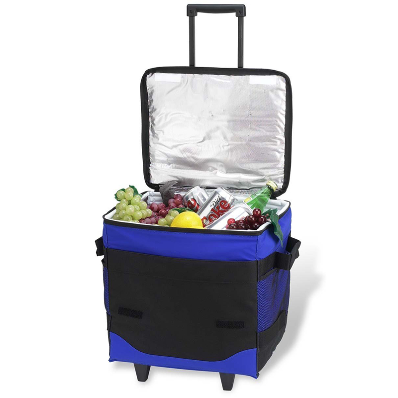 Large Thermal Cooler Box Insulated Rolling Cooler Bag Picnic Collapsible Portable Trolley Cooler Bag