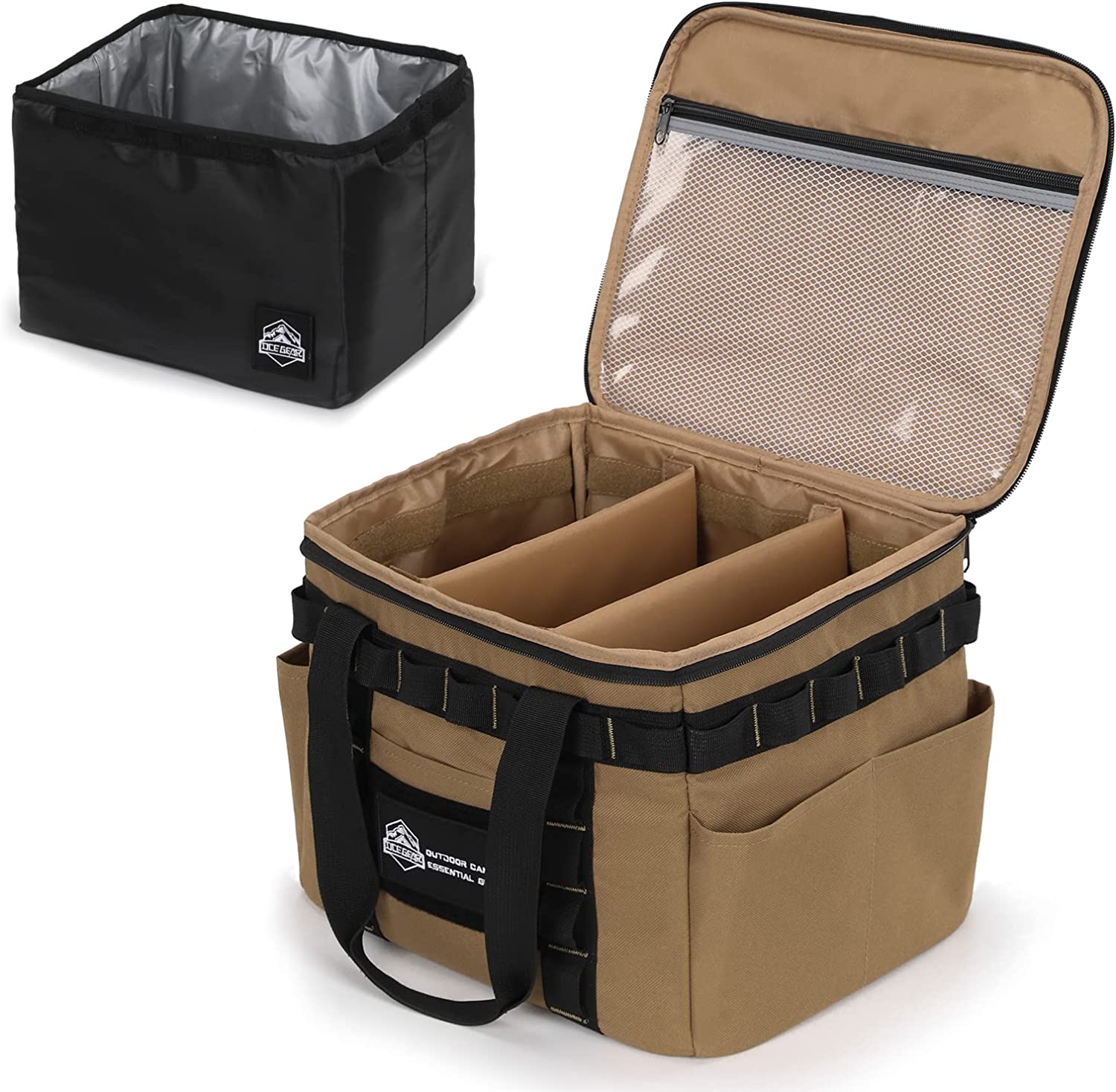 Tactical Camping Storage Bag Utility Tote Bag Camping Kitchen Organizer Collapsible Soft Sided Cooler Bag
