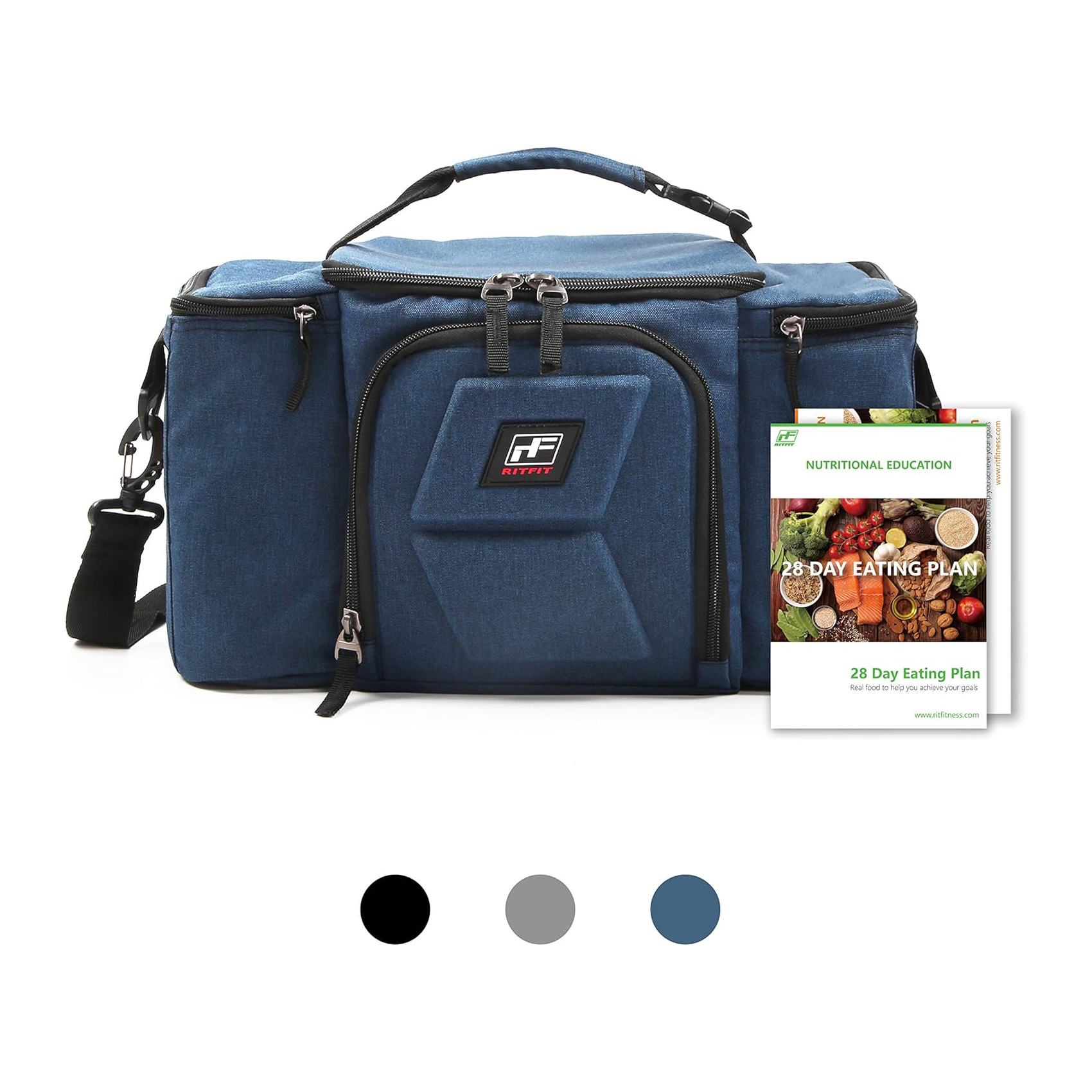 Large Capacity Meal Prep Lunch Bag Fitness Cooler Bag with 3 BPA-free container Insulated Sling Gym Thermal Insulated Bag