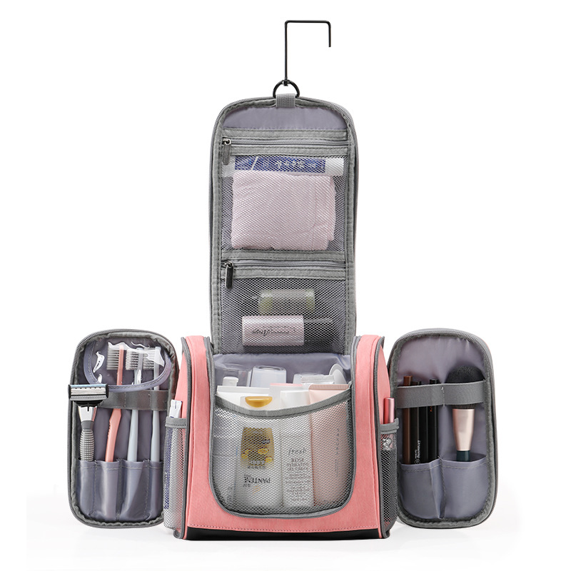 Customized Logo Portable Water Resistant Hanging Toiletry Bag Travel Bags Large Capacity Polyester Travel Cosmetic Bags