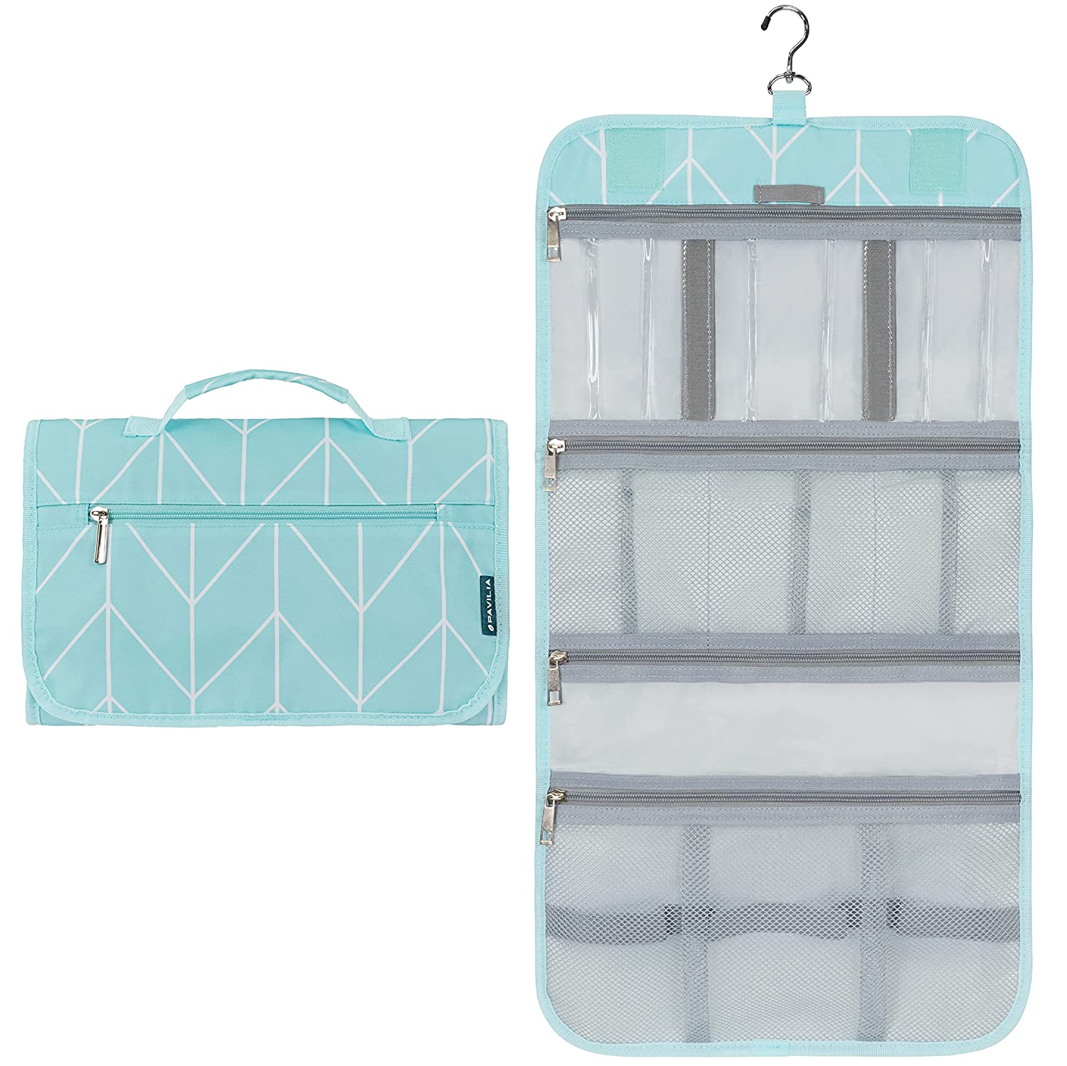 Hanging Toiletry Bag for Women Men Travel Foldable Toiletries Bag Roll up Cosmetics Toiletry Bag Water Resistant Makeup Organizer