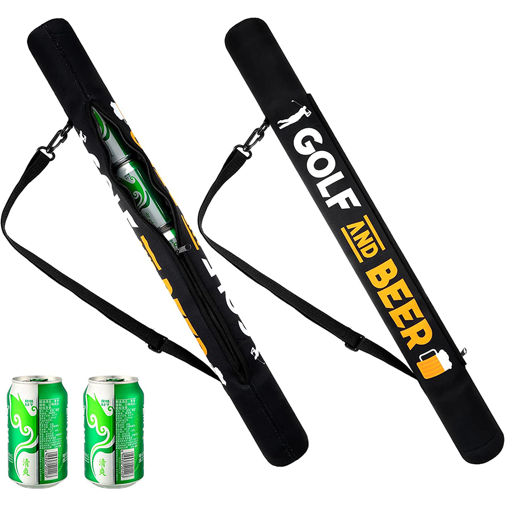 6-Can Insulated Cooler Sleeve Beer Cooler Tube Black Insulated Beer Hold Golf Bag Insulated Beer Cooler for Golfing Beach Picnic