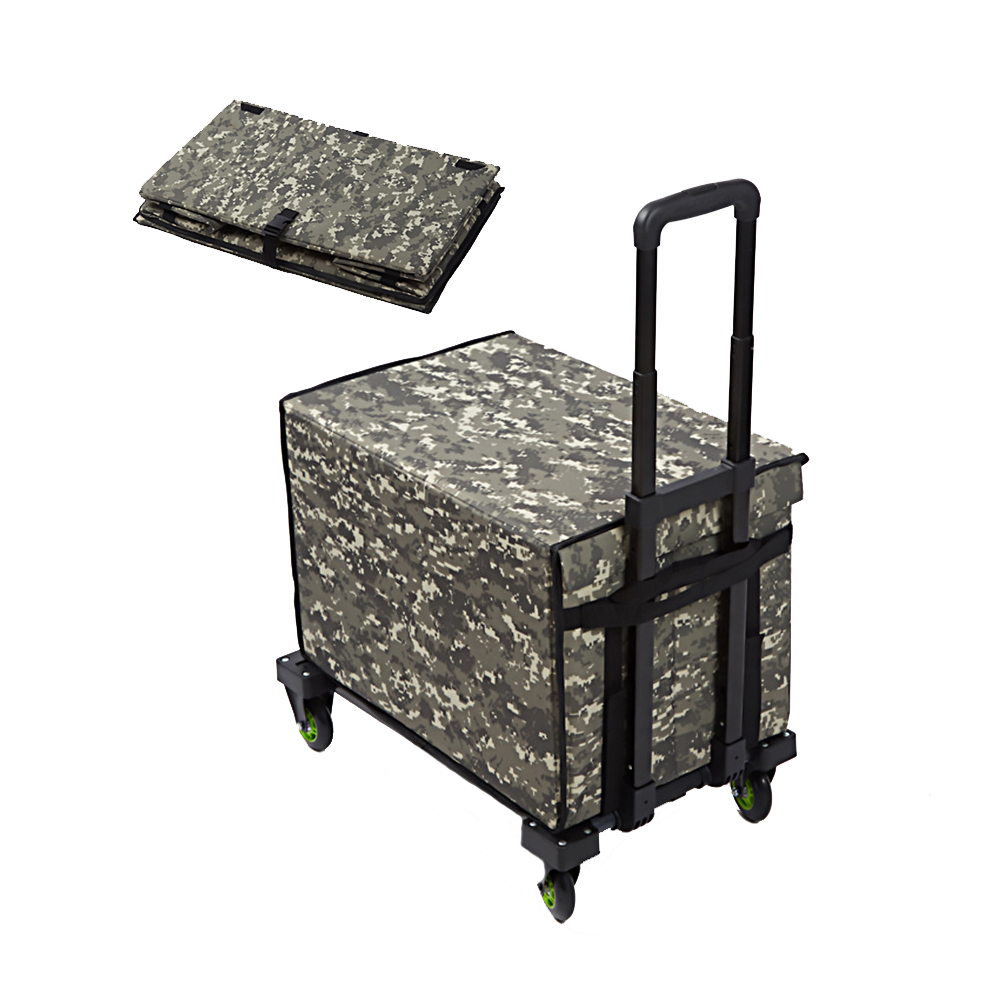 Folding Trolley Platform Foldable Truck Platform Portable Hand Truck Trolley Storage Shopping Carts LP Steel Plate Silver Goods