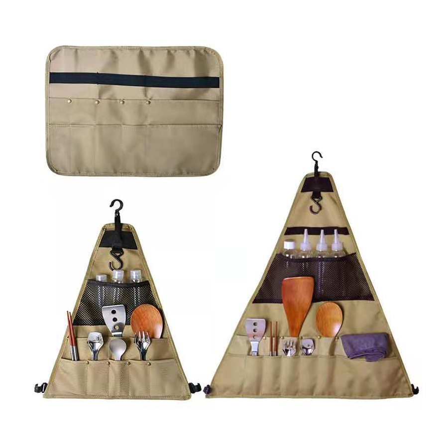 Outdoor Mutil Sizes Camping Picnic Tableware Storage Bag Portable Storage Hanging Bag Canvas Organizer