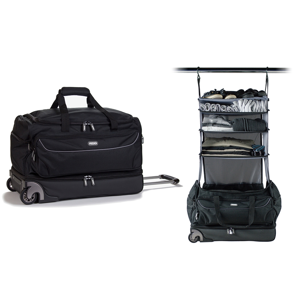 New Design Personality Portable Shelving Luggage Organizer Packable Hanging Closet Storage Bag Travel Shelf Bag with 2 Hooks