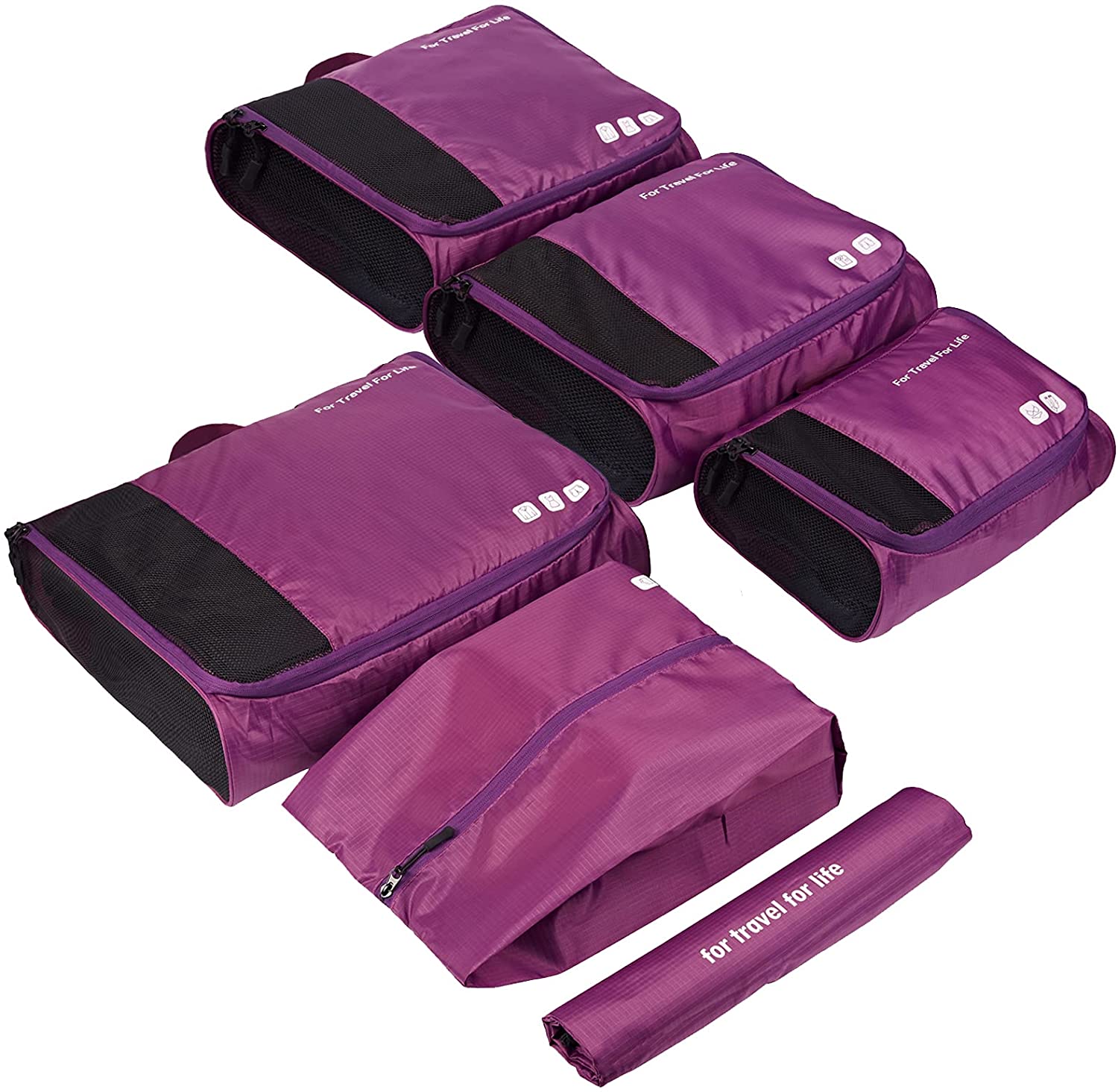 Keep Shape Packing Cubes 6 IN 1 SET for Travel Lightweight Cubes Suitcase Organizer Bags Set for Essentials