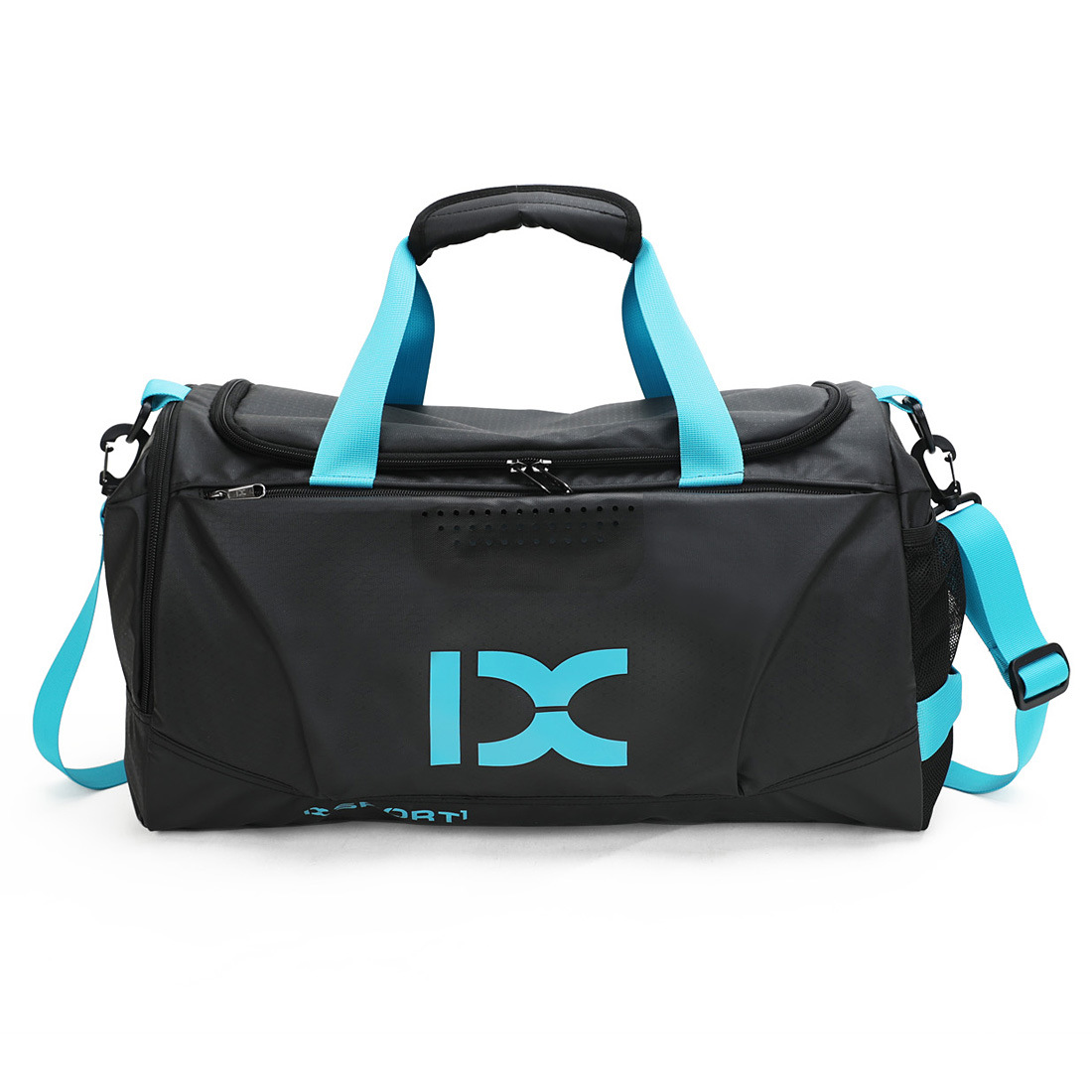 Custom Eco Friendly Men Woman Mini Black Gym Duffel Bag With Wet Cooler Compartment Shoe Storage