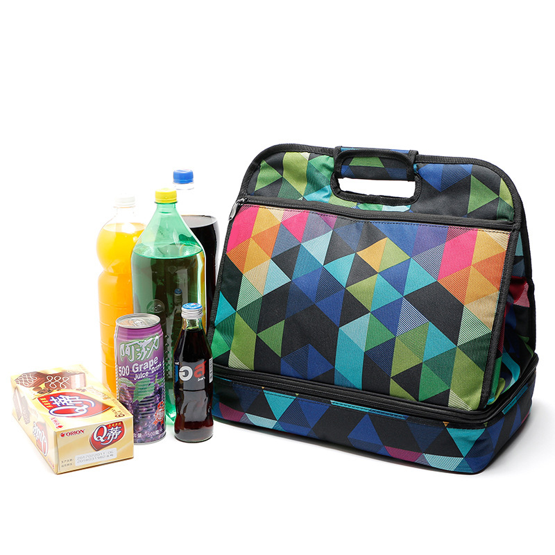 Custom Sublimated Printing Cooler Lunch Tote Bag With 2 Layers for Work Office Picnic Beach Insulated Cooler Tote
