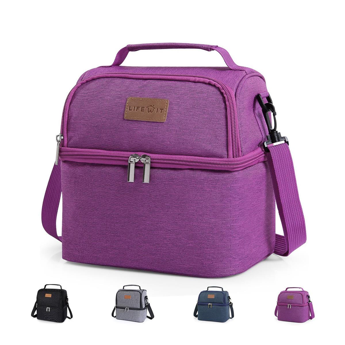 Lunch Bag Insulated Cool Bag Dual Compartment With Ice Pack Water Resistant Leakproof Soft Lunch Bag