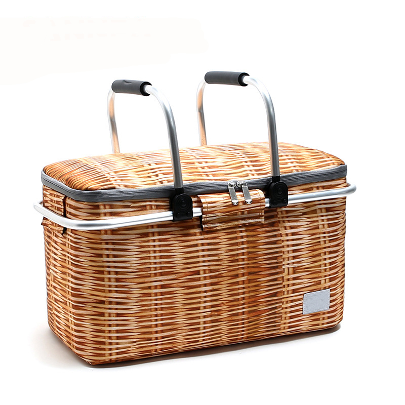 Custom Picnic Storage Basket Willow Woven Ribbon Handle Cheap Insulated Empty Picnic Basket