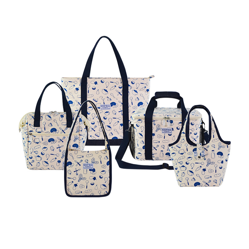 Organic Cotton Canvas Tote Bags 100% Certified Organic Cotton Thermal Insulated Cooler Bag Sets for Customization