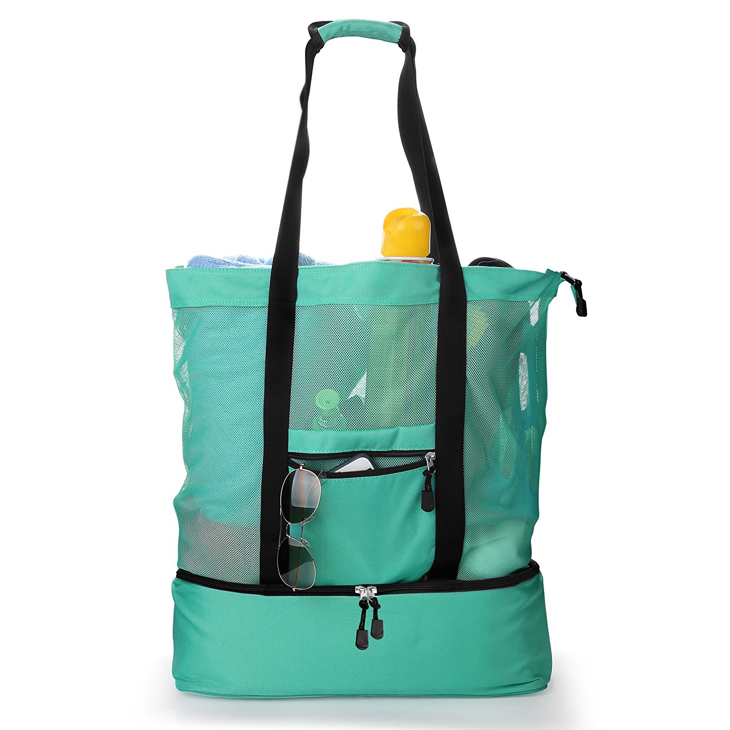 Oversized Large Custom Logo Foldable Summer Insulated Tote Mesh Beach Bag Insulated Cooler Bag