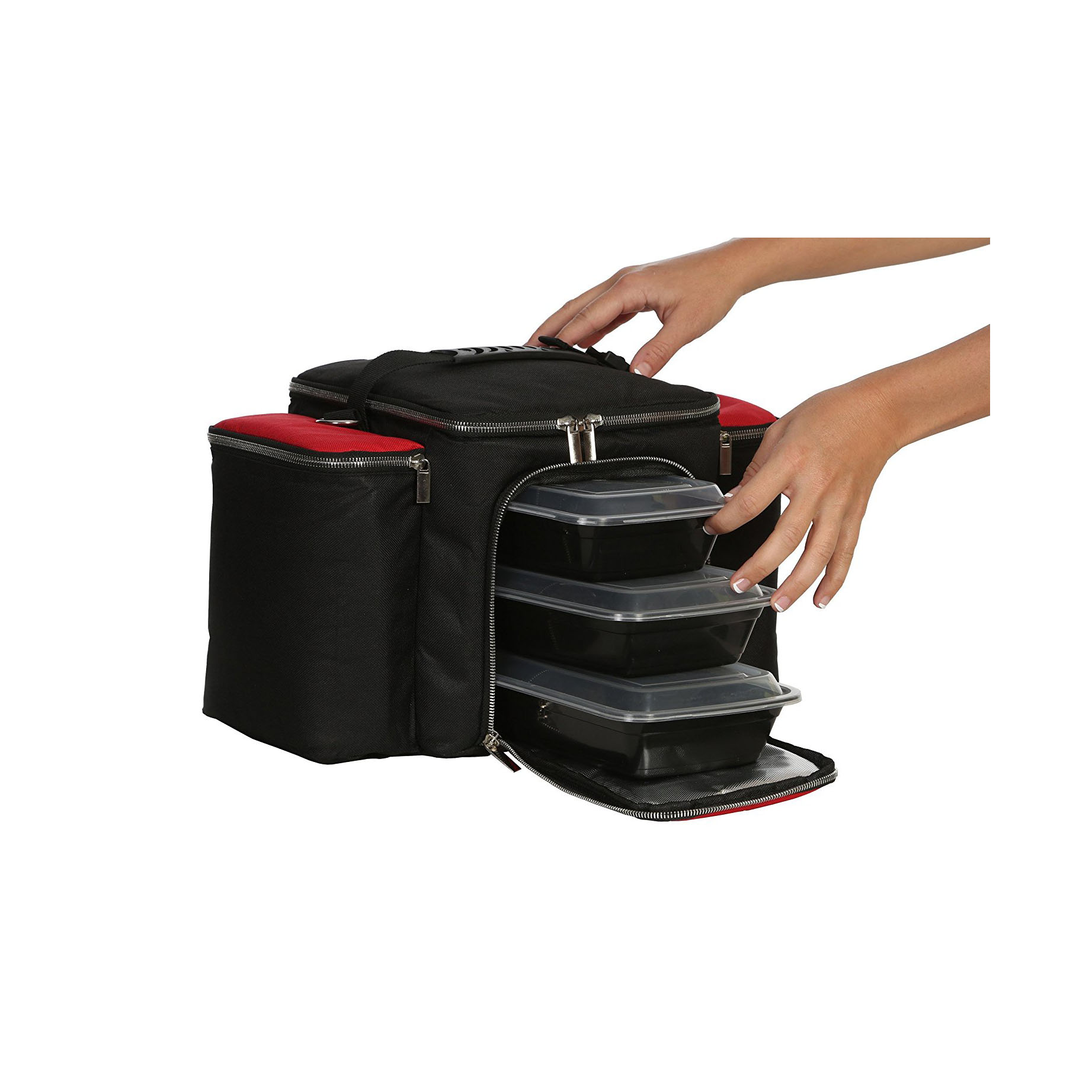 Fitness Meal Bag Meal Prep Bag with Containers Lunch Box Thermal Insulated Cooler Bag Black Custom Logo Insulated Lunch Picnic Cooler Bag