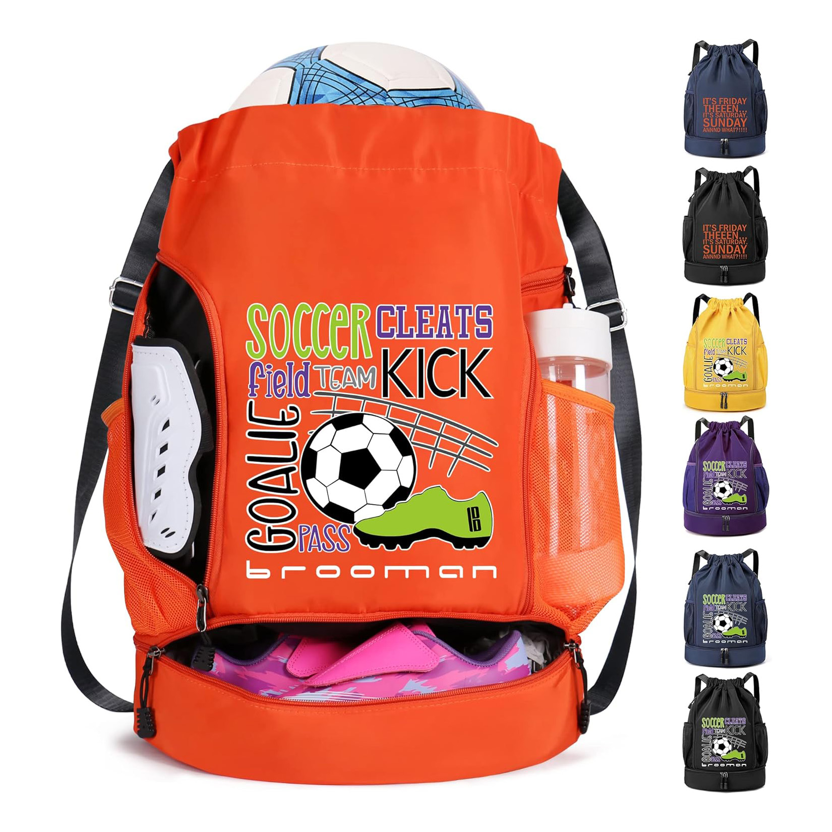 Custom Soccer Bag Boys Girls Backpack for Basketball Football & Volleybal Portable Folding Drawstring Bag Soccer Ball Backpack