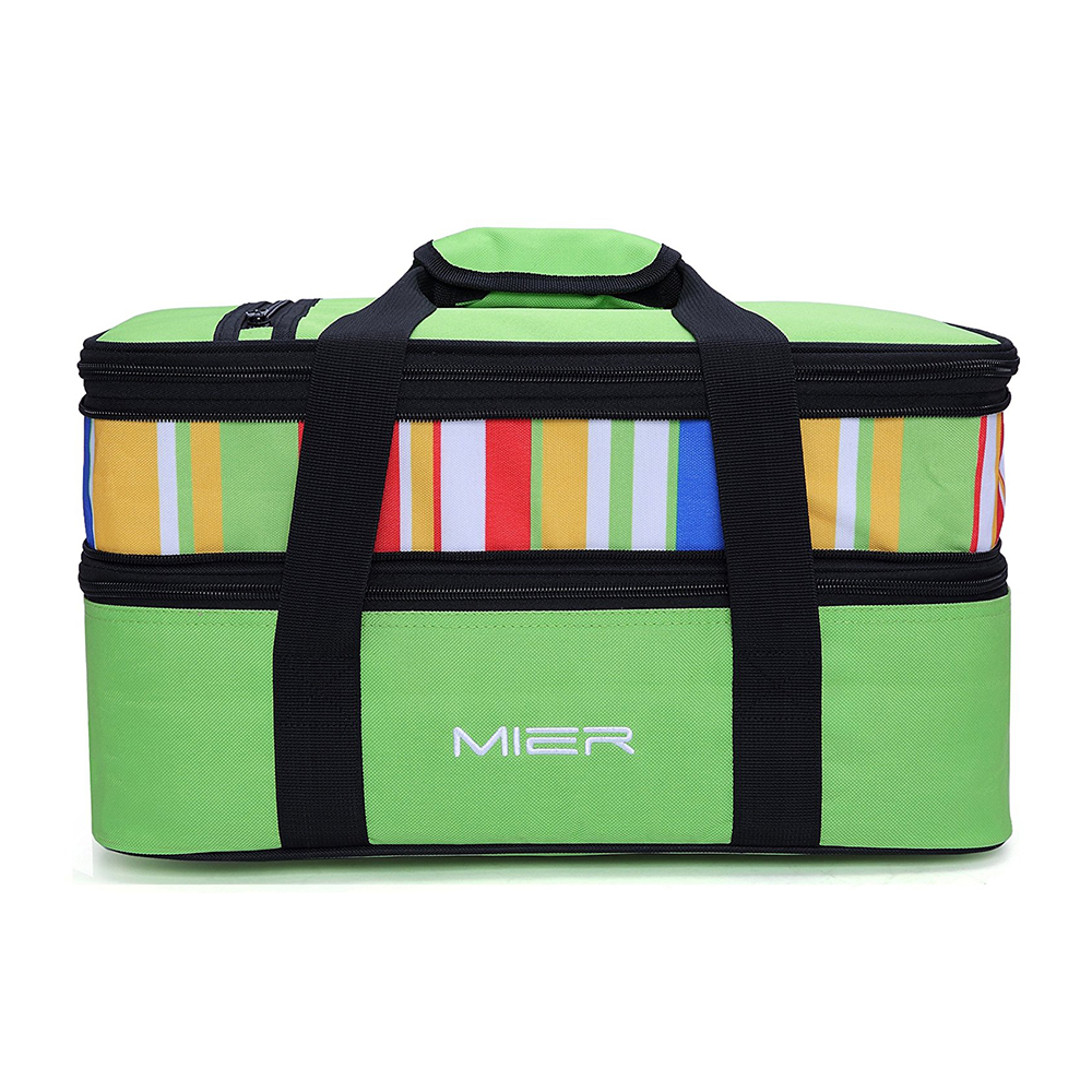Insulated Reusable Grocery Bag Shopping Tote with Zipper Top Lid Durable Thermal Collapsible Catering Double Layer Detachable